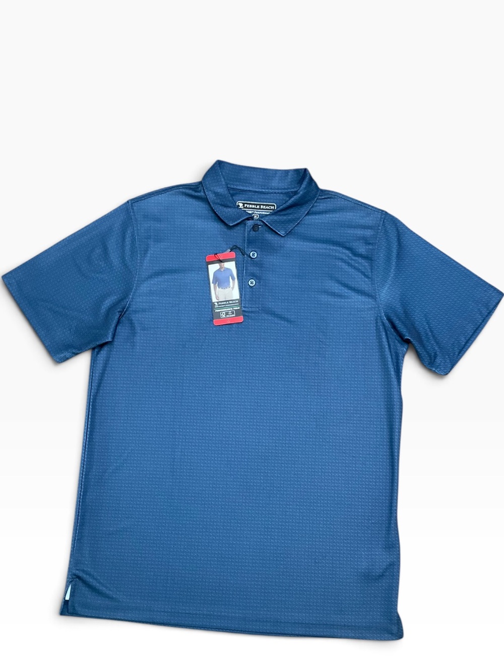 Pebble Beach Men's Dry Luxe Performance Golf Polo Shirt Blue Size Medium NWT